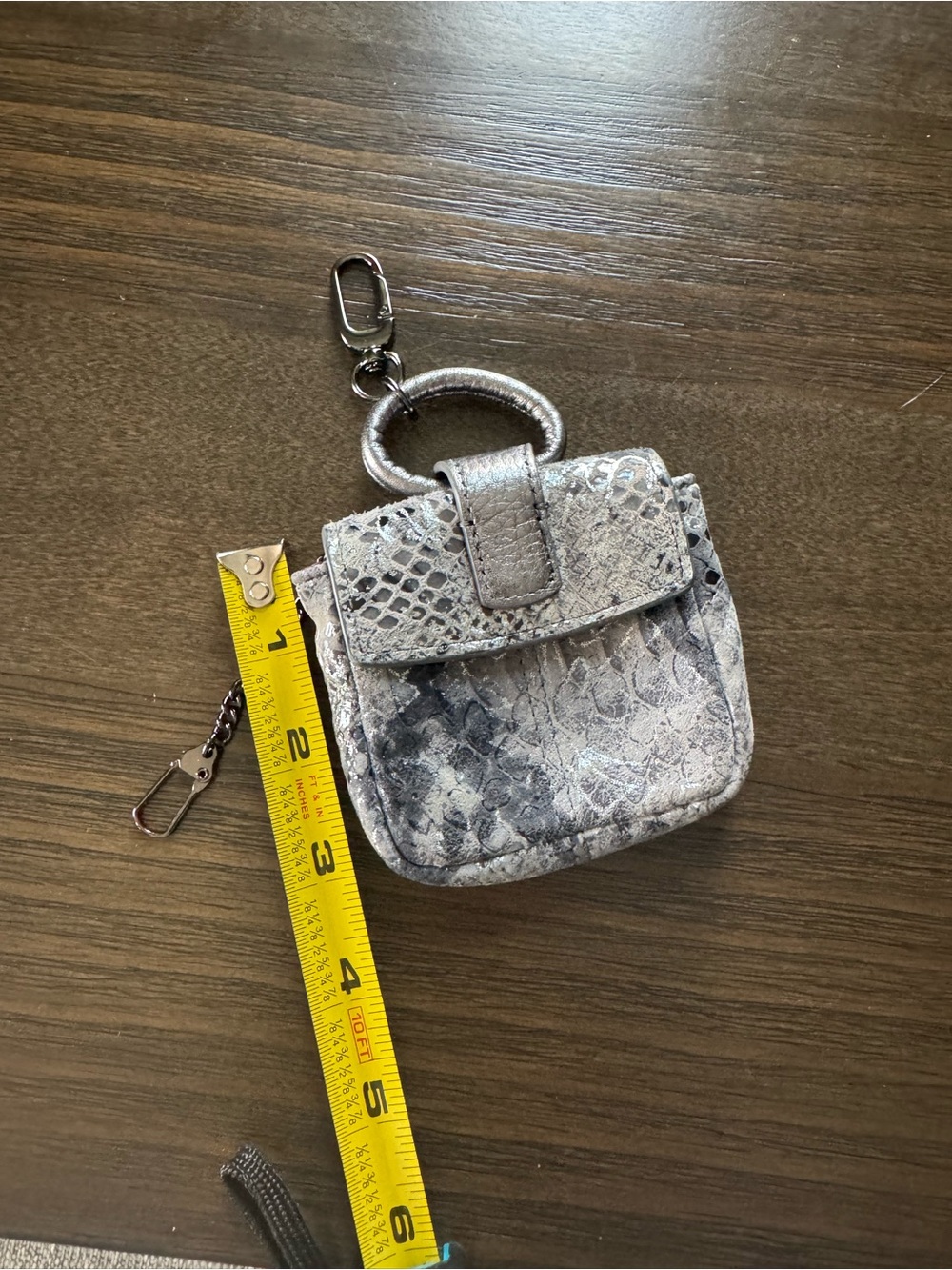 HOBO Silver Snake-Embossed Mini Key Pouch with Purple Lining - Picture 9 of 11